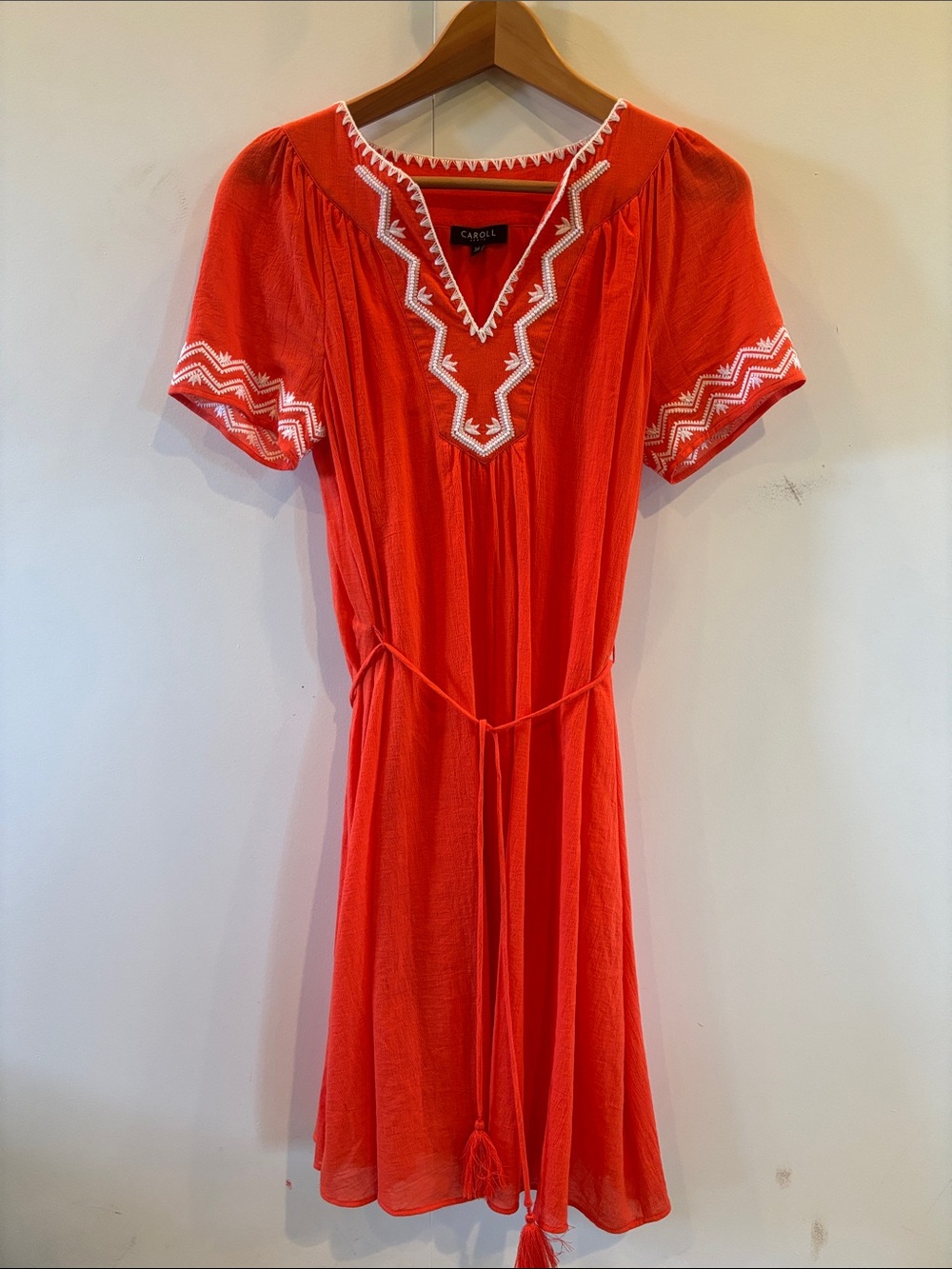 Caroll Paris 100% cotton short sleeve dress size 36/small/4 US